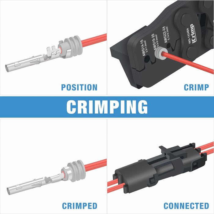 IWS-1424BN Weather Pack Crimp Tool for AWG 24-14 Crimping Delphi APTIV Weather Pack Terminals or Metri-Pack Connectors