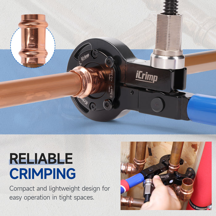 IWS-1632CF Copper Crimping Tool with Cutter, Propress Tool for 1/2" 3/4" 1" Copper Pipes, Adapts to Manual Wrench & Electric Socket for Tight Spaces
