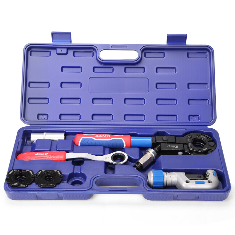 IWS-1632CF Kesicili Bakır Sıkıştırma Aleti, 1/2" 3/4" 1" Bakır Borular için Pres Aleti, Dar Alanlar İçin Manuel Anahtar ve Elektrik Soketine Uyarlanabilir
