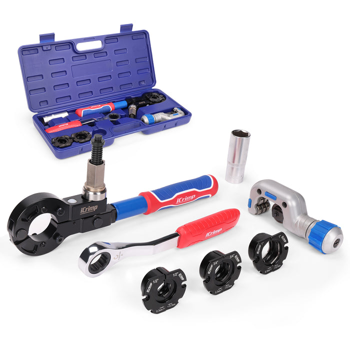 IWS-1632CF Copper Crimping Tool with Cutter, Propress Tool for 1/2" 3/4" 1" Copper Pipes, Adapts to Manual Wrench & Electric Socket for Tight Spaces