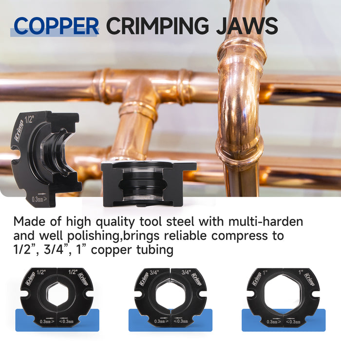 IWS-1632CF Copper Crimping Tool with Cutter, Propress Tool for 1/2" 3/4" 1" Copper Pipes, Adapts to Manual Wrench & Electric Socket for Tight Spaces