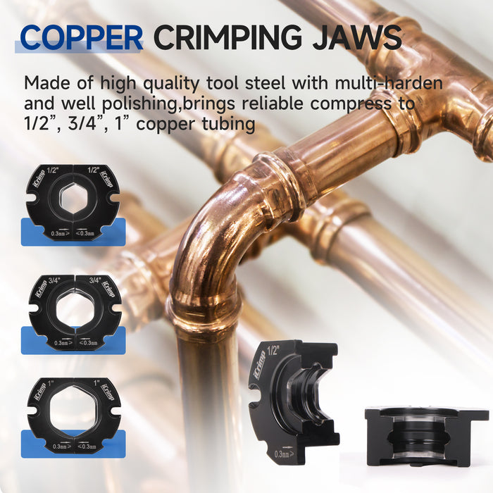 IWS-1632CF Copper Crimping Tool with Cutter, Propress Tool for 1/2" 3/4" 1" Copper Pipes, Adapts to Manual Wrench & Electric Socket for Tight Spaces