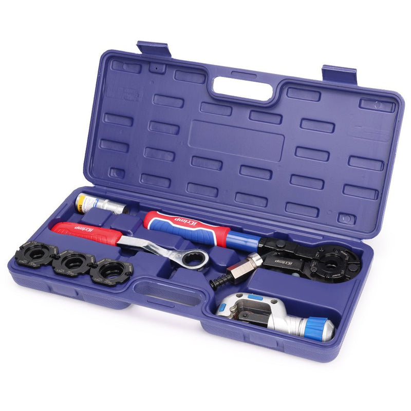 IWS-1632CF European Copper Pipe Press Tool V Profile for Ø15–Ø28 mm Tubes, Manual & Electric Dual-Drive Crimping Wrench with Cutter, Compatible with European Press Fitting Systems, Compact Design for Tight Spaces