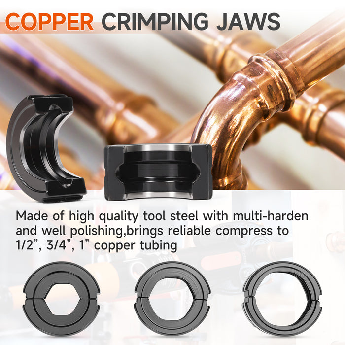 IWS-1632HN Hydraulic Copper Crimping Tool, Propress Tool with 1/2",3/4" and 1" Jaw,Tee Fitting & Copper Tube Fittings Hydraulic Pipe Crimper, Suitable for Tight Spaces