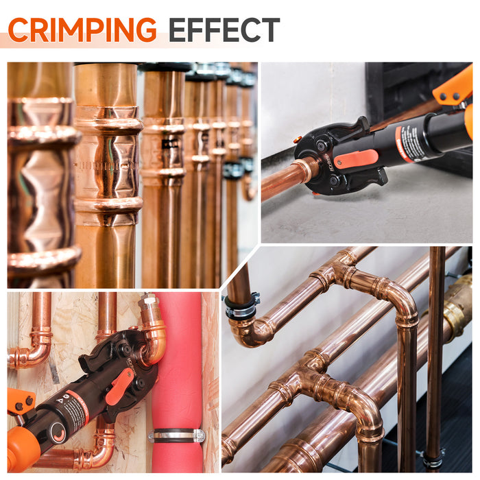 IWS-1632HN Hydraulic Copper Crimping Tool, Propress Tool with 1/2",3/4" and 1" Jaw,Tee Fitting & Copper Tube Fittings Hydraulic Pipe Crimper, Suitable for Tight Spaces