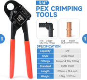 IWS-1807CN PEX Crimping Tool Kit with PEX Crimpers, PEX Tubing Cutter, Copper Ring Removal Tool for 1/2’’ & 3/4’’ Copper Crimp Rings, Meets ASTM F1807 Standard PEX Pipe Tools iCrimp