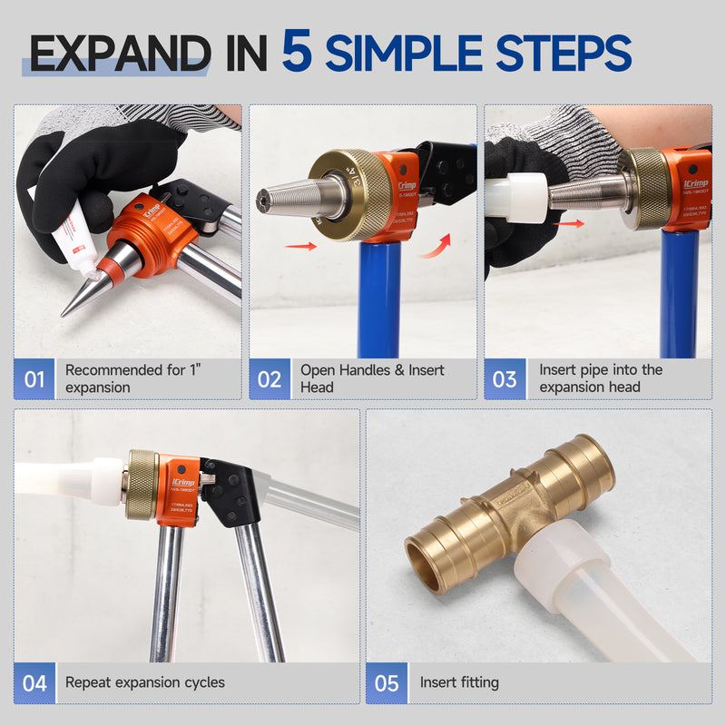 IWS-1960DT ProPEX Expansion Tool Kit, Sized 1/2,3/4,1-inch,Auto Rotation PEX-a Tubing Expander