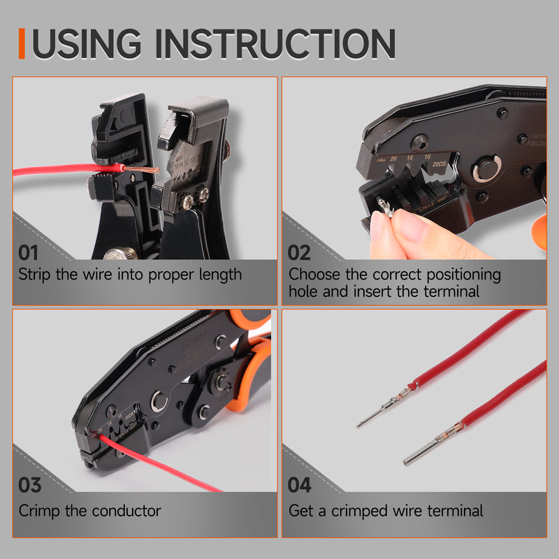 IWS-20DS Ratchet Deutsch Crimp Tool for DT Connector, Deutsch Open barrel Terminal Wire Crimping Tool for AWG20,18,16 Hand Crimping Pliers iCrimp