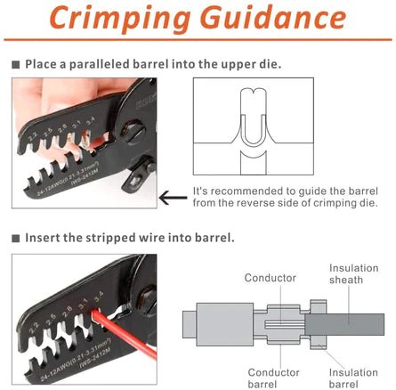 IWS-2412M Open Barrel Crimping Tools Works on AWG24-12 JAM, Molex, Tyco, JST Terminals and Connectors Crimping Tools IWISS