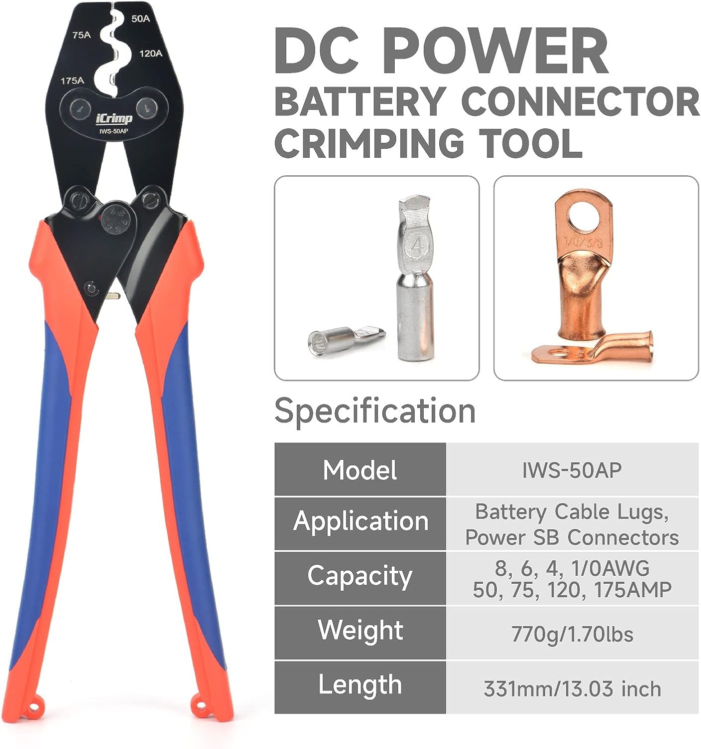 IWS-50AP Battery Cable Crimping Tool for Power 50A & 75A
