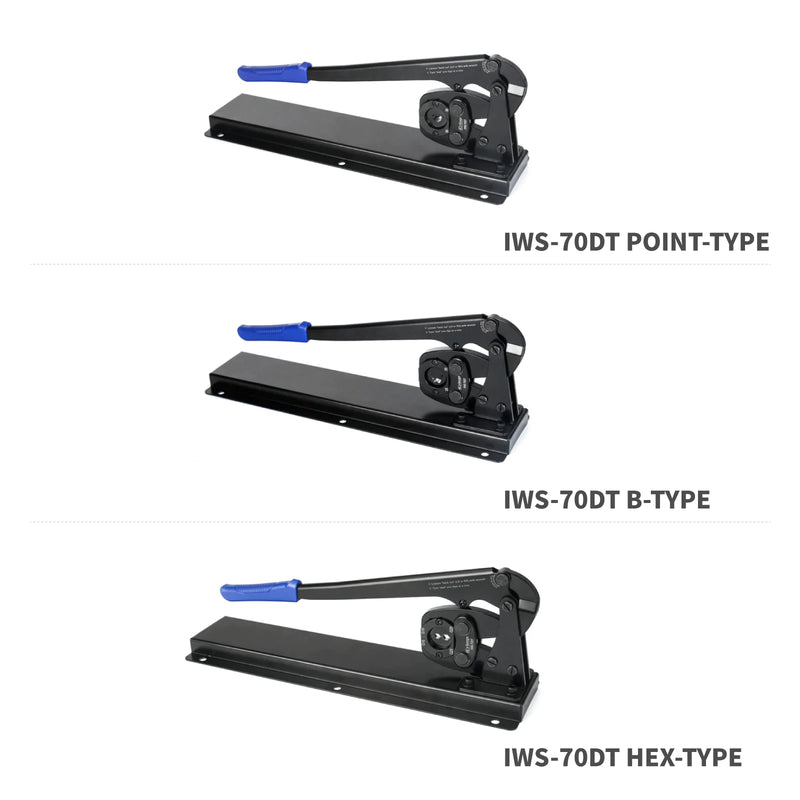 IWS-70DT Battery Lugs Crimping Tool for Battery Cable Ends, Tubular Cable Lugs 6-70mm² AWG 10-2/0 Bench Mount Type Hand Crimping Pliers IWISS TOOLS