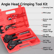 IWS-C Kit Angle PEX Crimping Tool Kit for 1/2" & 3/4" PEX Copper Rings with 9.5" Groove Joint Plier, PEX Tubing Cutter & 30PCS Copper Rings PEX Pipe Tools iCrimp