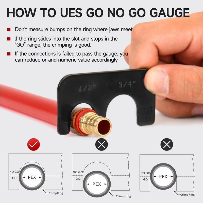 IWS-C Kit Angle PEX Crimping Tool Kit for 1/2" & 3/4" PEX Copper Rings with 9.5" Groove Joint Plier, PEX Tubing Cutter & 30PCS Copper Rings PEX Pipe Tools iCrimp