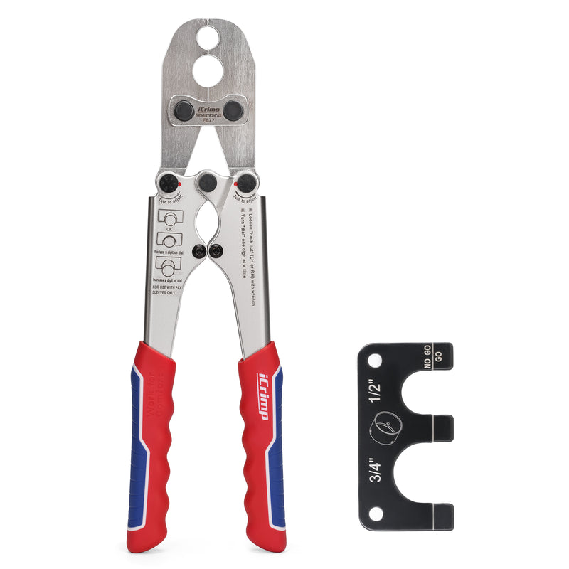 IWS-S1234 1/2 & 3/4 Inch PEX Crimping Combo Tool for Stainless Steel Press Sleeves - F877 Press Fitting Tool, Compatible with Press Connect Systems