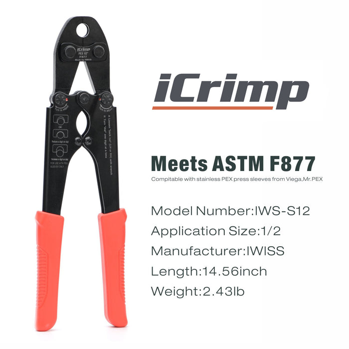 IWS-S12 1/2" ASTM F877 SS Sleeves Crimping Tool