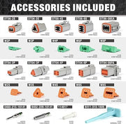 IWD-16 DT125 KIT Closed Barrel Crimper 4 Way Indent,8 Impression Type Deutsch Crimper for Solid Contacts Gage 14,16&18(IWD-16) with DT Connector Kit Hand Crimping Pliers iCrimp