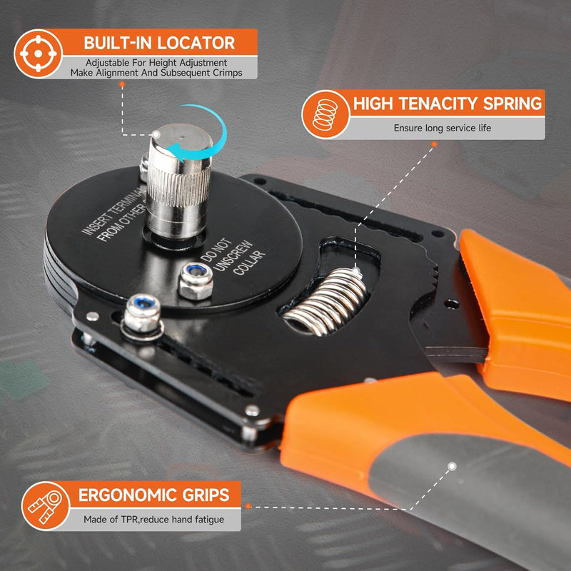 IWD-16 DT125 KIT Closed Barrel Crimper 4 Way Indent,8 Impression Type Deutsch Crimper for Solid Contacts Gage 14,16&18(IWD-16) with DT Connector Kit Hand Crimping Pliers iCrimp