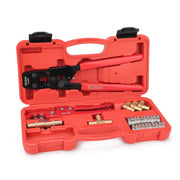 KG1096F PEX Clamp Tool Kit for 3/8 to 1 inch PEX Cinch Clamps with 30Pcs Stainless Steel Clamps, 12Pcs PEX Brass Fittings PEX Pipe Tools iCrimp