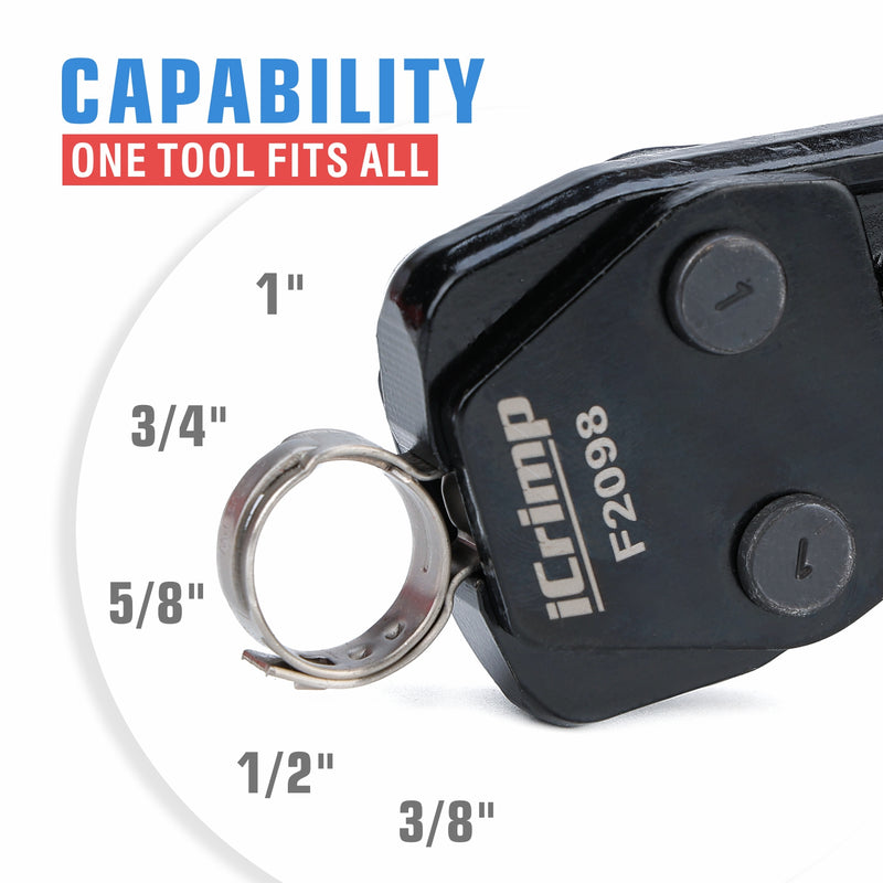 KG1096F PEX Clamp Tool Kit for 3/8 to 1 inch PEX Cinch Clamps with 30Pcs Stainless Steel Clamps, 12Pcs PEX Brass Fittings PEX Pipe Tools iCrimp