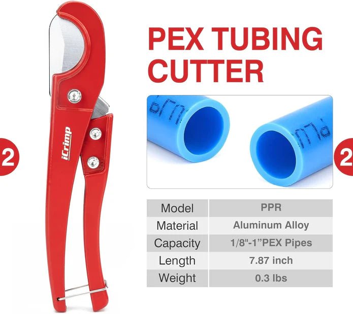 KIT-1096D PEX Clamp Tool Kit for 3/8 to 1 inch PEX Cinch Clamps Meets ASTM 2098 with 20pcs 1/2", 10 Pcs 3/4" Clamps PEX Pipe Tools IWISS TOOLS
