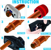 KIT-1632HY Hydraulic Copper Tubing Press Tool Kit for 1/2-in, 3/4-in, 1-in Propress Copper Fittings, Copper Tubing Cutter & Chamfer Tool Included Copper Pipe Tools iCrimp