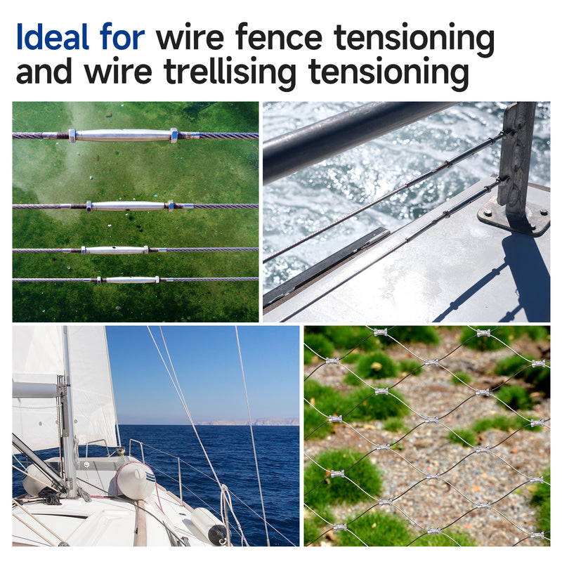 Multi-Purpose Tensioning Tool, Secure and Tension Function, for 0.8-3.5mm Wire Rope, with One-Handed Operation Capability