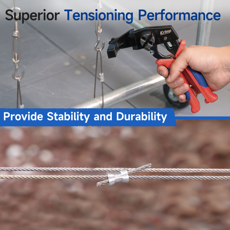 Multi-Purpose Tensioning Tool, Secure and Tension Function, for 0.8-3.5mm Wire Rope, with One-Handed Operation Capability