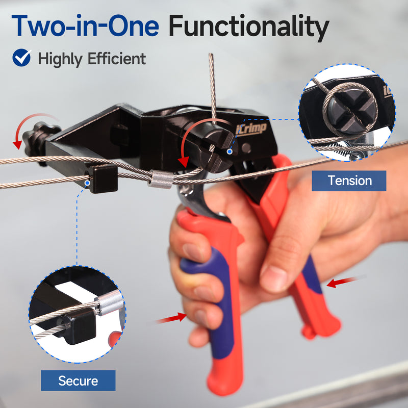 Multi-Purpose Tensioning Tool, Secure and Tension Function, for 0.8-3.5mm Wire Rope, with One-Handed Operation Capability