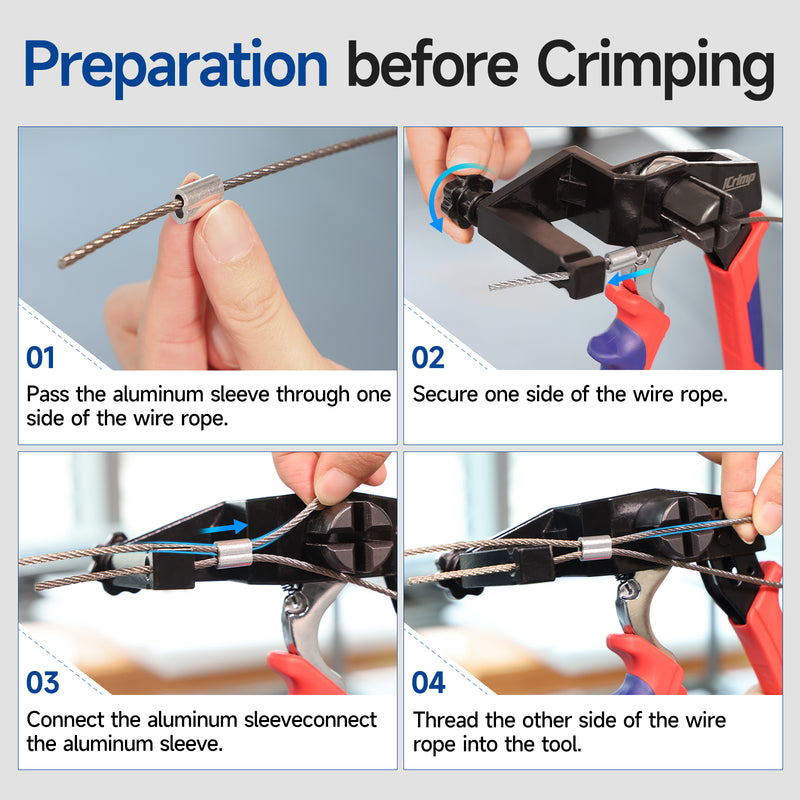 Multi-Purpose Tensioning Tool, Secure and Tension Function, for 0.8-3.5mm Wire Rope, with One-Handed Operation Capability