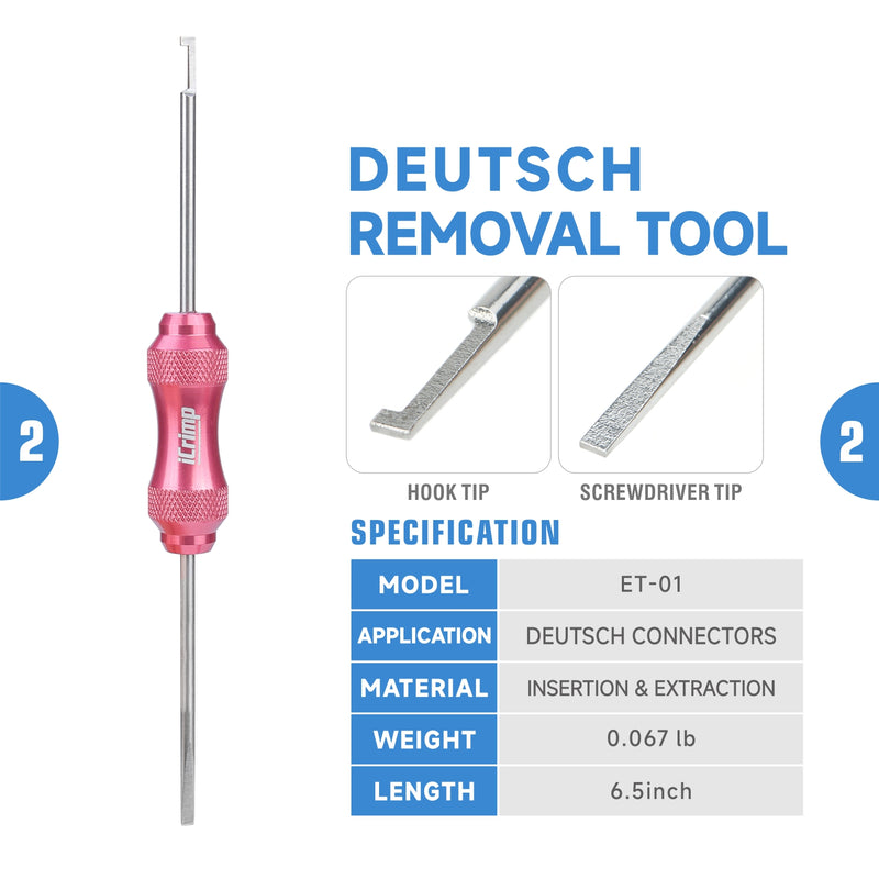 PC-IWD16 105PCS Deutsch Connector Kit in 2,3,4,6,8,12 Pin Configurations with Closed Barrel Crimper for Solid Contacts 14,16&18 Gauge Hand Crimping Pliers iCrimp