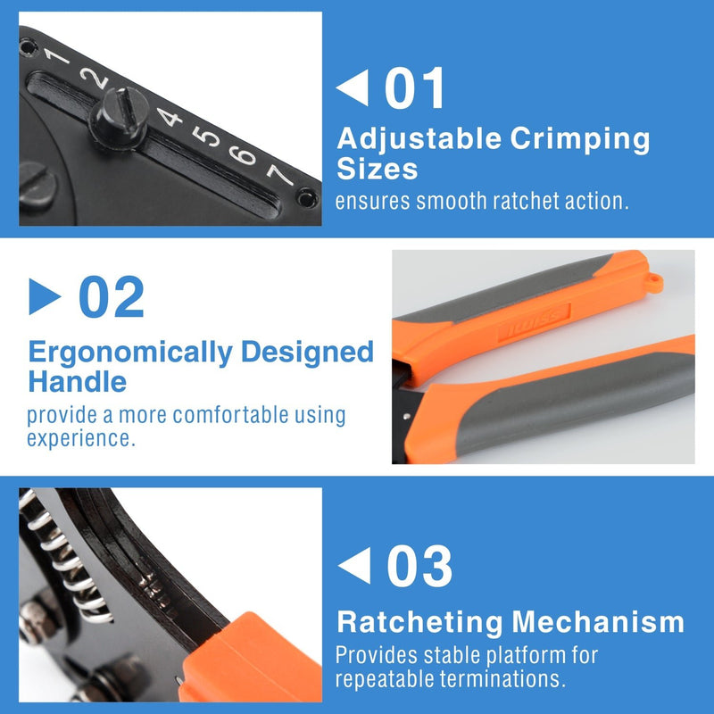 PC-IWD16 105PCS Deutsch Connector Kit in 2,3,4,6,8,12 Pin Configurations with Closed Barrel Crimper for Solid Contacts 14,16&18 Gauge Hand Crimping Pliers iCrimp