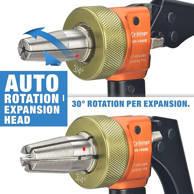 IWS-F1960D PEX Expansion Tool Kit with 3/4 Inch Auto Rotation Heads ...