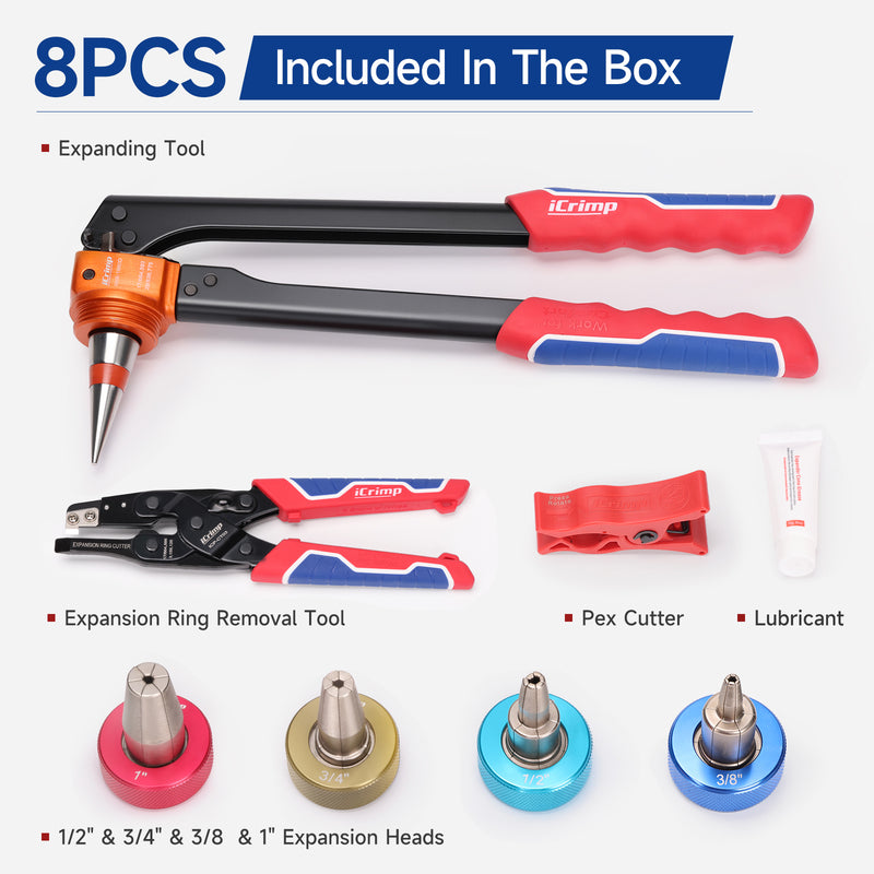 KIT-1960D Expanding Tool Kit with Auto-Rotate Expansion Heads for 3/8,1/2,3/4&1 in.