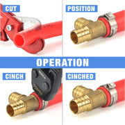 KG-1096 KIT PEX Pipe Clamp Cinch Tool Crimping Tool for Stainless Steel Clamps from 3/8-inch to 1-inch with 1/2-inch 20PCS and 3/4-inch 10PCS SS PEX Clamps PEX Pipe Tools iCrimp