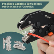 IWS-QC KIT Rachet Crimping Tool Set, Quick Change Jaws for Open Barrel Terminals, Insulated& Non-insulated Terminals, Solar Terminals, End Sleeves Ferrules- 8PCS included Hand Crimping Pliers iCrimp