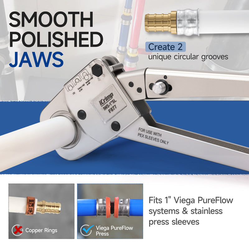 SL-1 Stainless Steel Sleeves Compact Pressing Tool,compatible with Viega PureFlow Press fittings