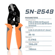 SN-2549 Ratchet Crimping Tools for 0.08-1.0 mm² (AWG28-18) Hand Crimping Pliers iCrimp