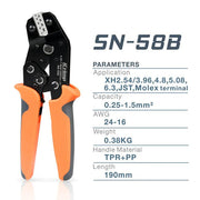 SN-58B 0.25-1.5MM², AWG24-16 Non-insulated Crimper for Dupont Jumper Wire EPS PCIE SATA PINS MOLEX JST Terminals Hand Crimping Pliers iCrimp