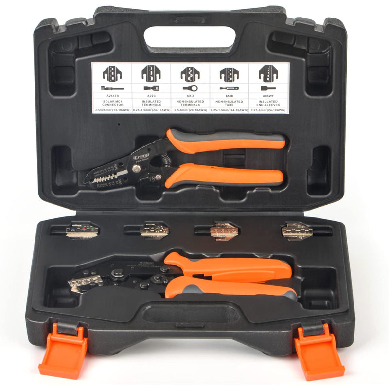 SN-PM Quick Change Ratcheting Crimper Tool Kit, Automotive Service Kit, Crimping IWS4 Connector, Insulated & Non-insulated Terminal, Dupont Connector Hand Crimping Pliers iCrimp