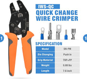 SN-PM Quick Change Ratcheting Crimper Tool Kit, Automotive Service Kit, Crimping IWS4 Connector, Insulated & Non-insulated Terminal, Dupont Connector Hand Crimping Pliers iCrimp