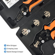 SN-PM Quick Change Ratcheting Crimper Tool Kit, Automotive Service Kit, Crimping IWS4 Connector, Insulated & Non-insulated Terminal, Dupont Connector Hand Crimping Pliers iCrimp