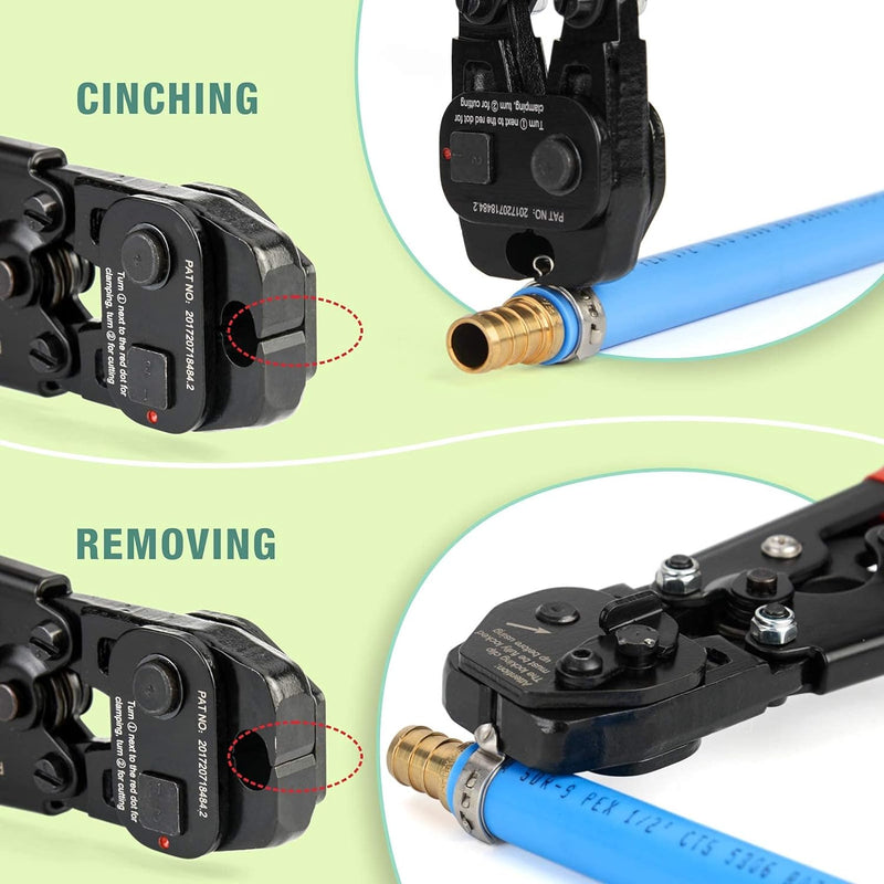 CRP-1096 ASTM2098 Ratchet PEX stainless steel Clamp Cinch&Remove Tool for 3/8 to 1-inch PEX Pipe Tools iCrimp