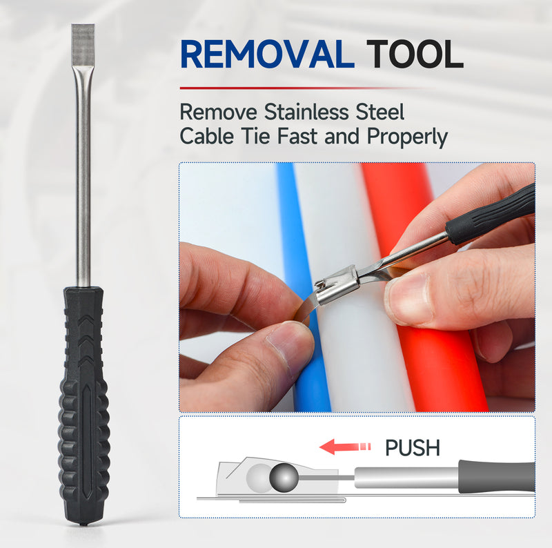 WCT322 Stainless Steel Cable Tie Gun Wrap Tool Metal Zip Tie Tightener Tensioning & Cutting Functional Cable Tie Gun c/w Free Zip Tie Release Tool