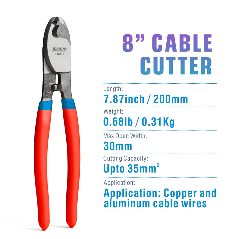 TX100-8 Wire Cable Cutter up to 35mm² Cable Stripper & Wire Cutters iCrimp