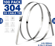 WCT-319 KIT Stainless Steel Cable Tie Gun for Fastening & Cutting up to 19mm SS Zip Ties, c/w 100pcs SS Zip Ties & Cable Tie Removal Tool Strap Banding Tools IWISS TOOLS