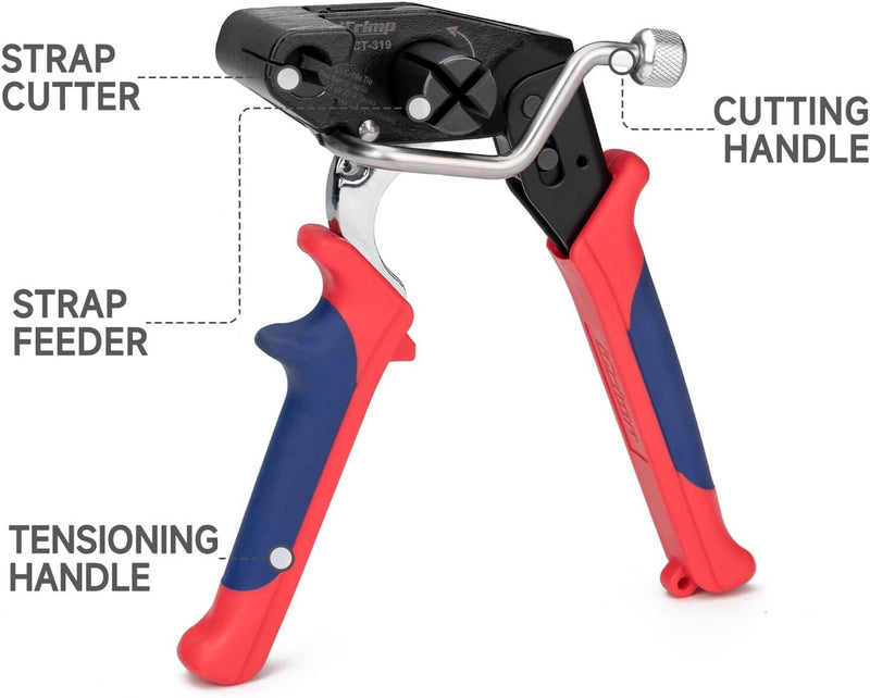 WCT-319 KIT Stainless Steel Cable Tie Gun for Fastening & Cutting up to 19mm SS Zip Ties, c/w 100pcs SS Zip Ties & Cable Tie Removal Tool Strap Banding Tools IWISS TOOLS