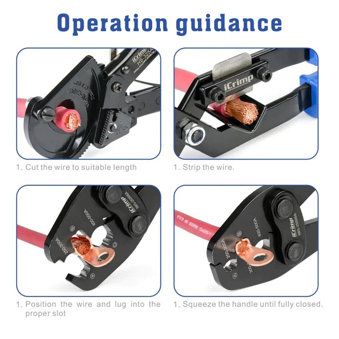 IWS-25500A Battery Lugs and Open Barrel Connectors Crimping Tools with capacity of 250A~500A Hand Crimping Pliers Iwiss Tools