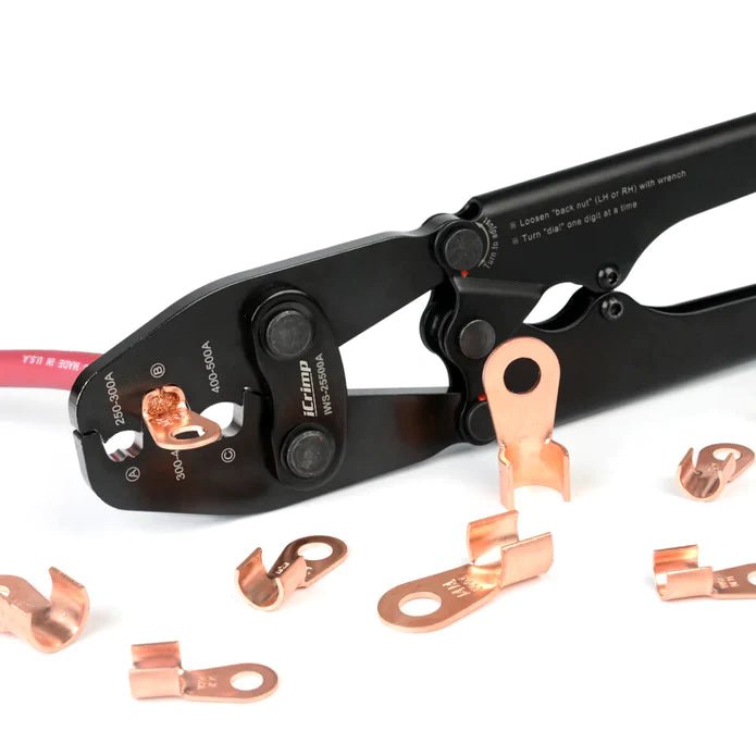 IWS-25500A Battery Lugs and Open Barrel Connectors Crimping Tools with capacity of 250A~500A Hand Crimping Pliers Iwiss Tools