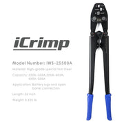 IWS-25500A Battery Lugs and Open Barrel Connectors Crimping Tools with capacity of 250A~500A Hand Crimping Pliers Iwiss Tools