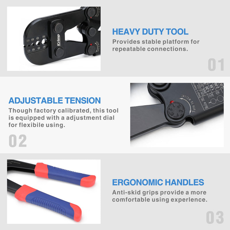 ICP-1608MTK Wire Rope Crimping Tool Kit with Wire Rope Swager, Wire Rope Cutter and Aluminum Loop Sleeves 3/64'',1/16'',5/64'', 3/32'',7/64'',1/8'' Wire Rope Swaging Tools iCrimp